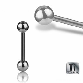eeddoo Ti-Gloss Silver Titanium Piercing Bar, Titanium