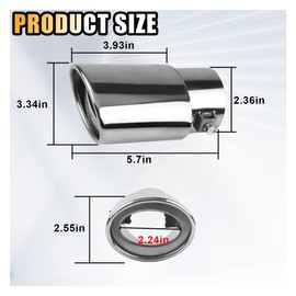 Stainless Steel Car Exhaust Tip, 2.5" Inlet 3.3" Outlet Adjustable Chrome-Plated Finish Exhaust Tailpipe, Car Exhaust Pipe Modification Tail Throat Tail Pipe, Fit for Most Cars (Straight, Silver)