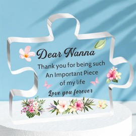 HULALA Nanna Gifts Acrylic Puzzle Plaque For Nanna Mothers Day Birthday Christmas From Grandchildren Thank You For Being Such An Important Piece Of My Life Love You Forever