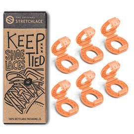 THE ORIGINAL STRETCHLACE Shoelace Knot Clips Keep Shoe Laces Tied & Secure | Shoelace Bow Clip Accessory (Orange)