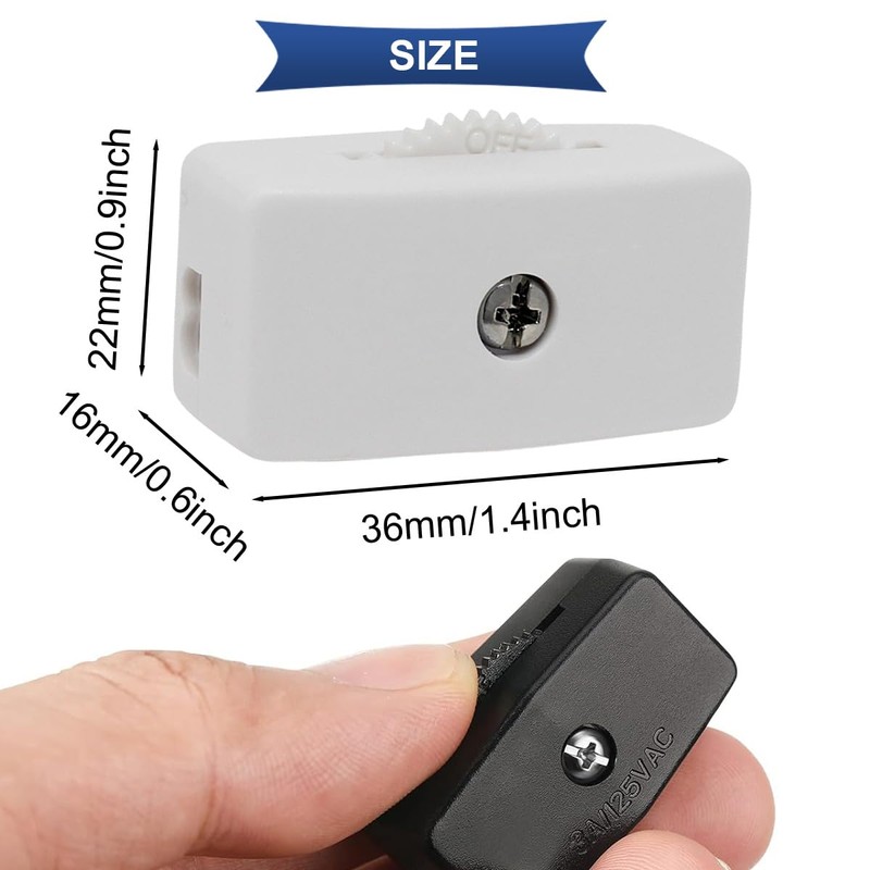 DKARDU 20 Pcs Inline Rotary Cord Switch 3A 125V ON/Off