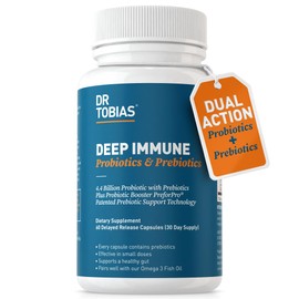Dr. Tobias Deep Immune Probiotics & Prebiotics, Dual Action Digestion & Immune Support with PreforPro Prebiotics & Delayed Release Spore Forming Probiotics for Women & Men, 60 Capsules, 30 Servings