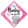 Baby on Board Car Sign with Pink Elephant Baby 14