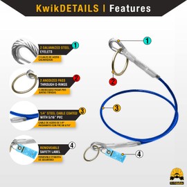 KwikSafety - Charlotte, NC - Lemur 6' Cable Anchor Sling Safety Anchor [PVC Coated Cable] ANSI & OSHA Compliant Pass-Through Galvanized Steel Positioning Lanyard Beam Strap PPE Equipment