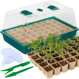 CARPATHEN Seed Starter Tray - Long Lasting Seed Starting Tray with Humidity Dome and 80 Peat Pots for Seedlings - Plant Germination Trays Plant Starter Kit and Base Mini Greenhouse Germination Kit