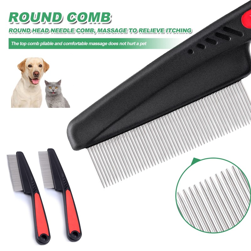 Flea Comb for Dogs Cats, 2 Pcs Dog Cat Flea