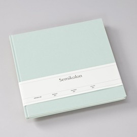 Semikolon 371036 Guest Book Slim 25 x 23 cm with 100 Blank Pages to Design Yourself, Bookmark – Moss Pastel Green