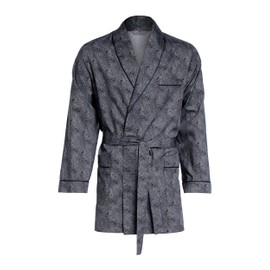 Revise Men's Dressing Gown Short Dressing Gown RE-509 Elegant 100% Cotton (Re-509) - Black with grey pattern, size: l