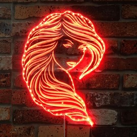 ADVPRO Long Hair Woman Beauty Salon OPEN RGB Dynamic Glam LED Sign - Cut-to-Edge Shape - Smart 3D Wall Decoration - Multicolor Dynamic Lighting st06s22-fnd-i0082-c