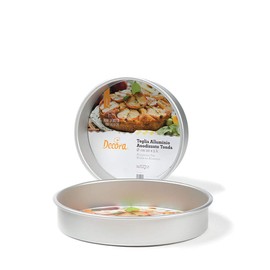 DECORA 0062633 Teglia Professionale Tonda, Alluminio Anodizzato, Argento, 25 x 5 cm Profi-Backform, Aluminium, eloxiert, rund, Ø cm, 25 x 5 H, Metall, Silber/Schwarz