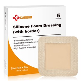 Carbou Silicone Foam Dressing 4"x4",5 Pack