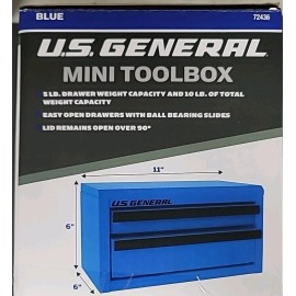 US General U.S. General Mini Toolbox BLUE 2-Drawer Steel #72436 **Brand New Sealed**