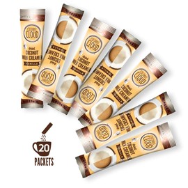 Coconut Cloud: Dairy Free Vegan Coffee Creamer | Vanilla Flavor + MCT Oil = Energy. Lightly Sweetened Coconut Powder Milk. (US Made! Plant Based,Gluten, Lactose & Soy Free, Keto Friendly), Vanilla, 20 Sticks