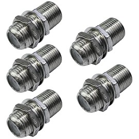 AERZETIX - C53750 - Set of 5 plug-in connectors/connectors/connectors/male/female to female/female type F for screwing in - satellite cable with nut and washer