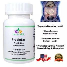 Herbs SRA LACTOBACILLUS FERMENTUM, BIFIDOBACTERIUM BREVE, 120 capsules, Digestive Health.
