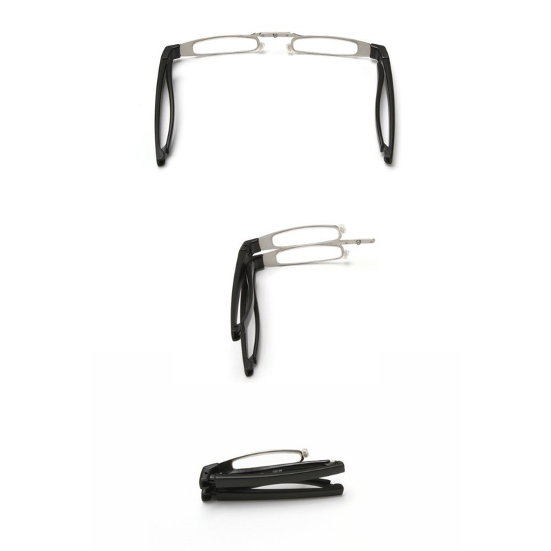 MIDI-ミディ 携帯に便利な折りたためる老眼鏡 胸ポケットに入れられるサイズ 専用のケース付き ブラック＆ブラック (M-205,C1,＋3.00)