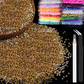 5000pcs 3mm Resin Rhinestones Bulk, Mineral Gold Flatback Round Jelly Rhinestones Bedazzling Non Hotfix Crystal Gems Large Quantity Wholesale for DIY Crafts Clothes Tumblers Face Makeup Manicure