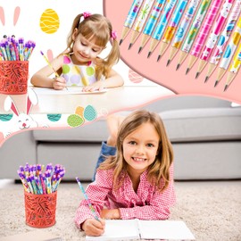 48 Pcs Easter pencils bulk Colorful Spring Pencils for Kids Easter Themed Pencils Animal Pencil with Eraser Tops Wood Pencils Office School Classroom Birthday Supplies Chicks, Bunnies Patterns