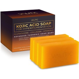 VALITIC- Jabón de ácido kójico para hiperpigmentación - con glutatión, colágeno y vitamina C - Barras de jabón naturales