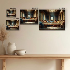B.B.F MAKE Canvas Wall Art - The Last Supper Canvas Print Artwork - Holy Meal with Jesus and His Disciples Canvas Home Decor Prints Oil Painting for Living Room, Bedroom, or Office 24x30inch Framed