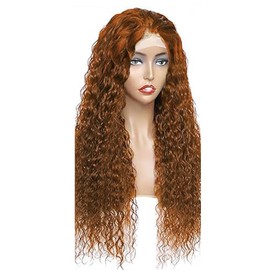 Lakaisa Curly Wave Human Hair Wig, Brown, 4x4 Lace Front Real Hair Wig, Wear and Go Glueless, 100% Unprocessed Brazilian Remy Hair Wig, Real Hair, Women, No Smell for Woman, 26 Inches (66 cm)