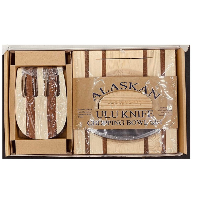 Alaska Ulu Knife and Chopping Bowl with Salad Claws