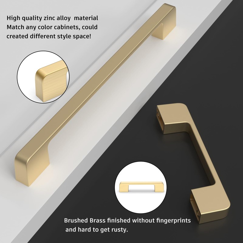 Haliwu 10 Pack Solid Zinc Alloy Cabinet Handles Brushed Gold