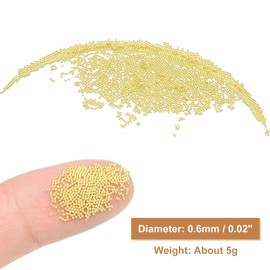 sourcing map 2pcs Nail Art Beads 0.02" (0.6mm) Mini Metal 3D Caviar Nails Beads Ball Bubble Bead with Bags for Nail Art DIY Craft Decoration, Gold Tone