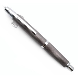 JINHAO 10 Press Fountain Pen, Retractable Metal Pen with Ink Converter (EF Nib 0.38mm, Striated Dark Gray)
