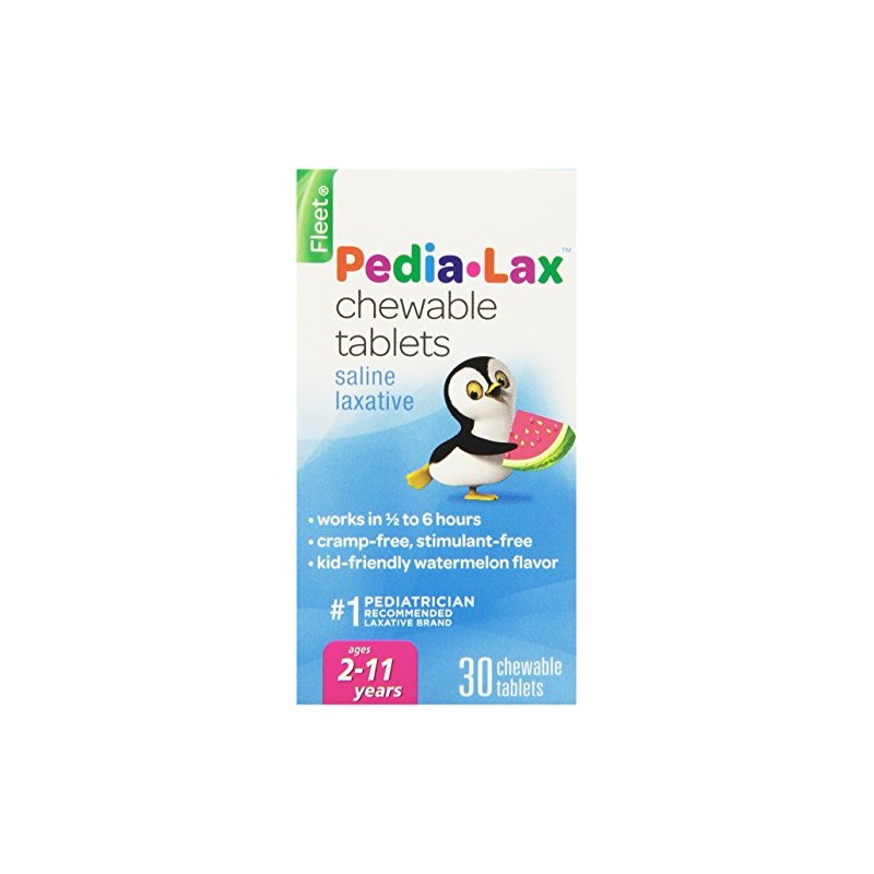 Pedia-Lax Children's Saline Laxative Chewable Tablets, Watermelon, 30 Count
