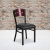 Flash Furniture 2 Pk. HERCULES Series Black 4 Square Back Metal Restaurant Chair - Mahogany Wood Back, Black Vinyl Seat