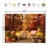 LYCGS 7X5FT Autumn Scenery Deciduous Backdrop Thanksgiving Background Pumpkin Harvest