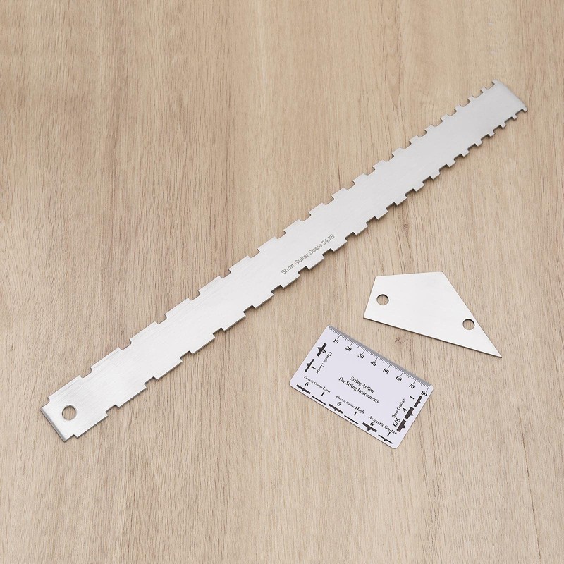 eMagTech 3Pcs Guitar Neck Ruler String Action Gauge Ruler Fret