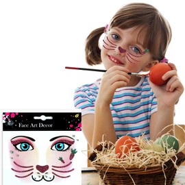 Cute Bunny Face Temporary Tattoo Sticker Set -2cs Easter Face Jewelry AdorableTemporary Face Gems for Easter Glitter Rabbit and Carrot Face Decal Deisgn Party Decoration