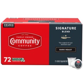 Community Coffee Signature Blend 72 Count Coffee Pods, Dark Roast, Compatible with Keurig 2.0 K-Cup Brewers, Box of 72 Pods (Pack of 1)