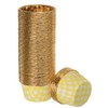 sourcing map Gold Yellow Plaid Cupcake Cups, 50pcs Aluminum Foil