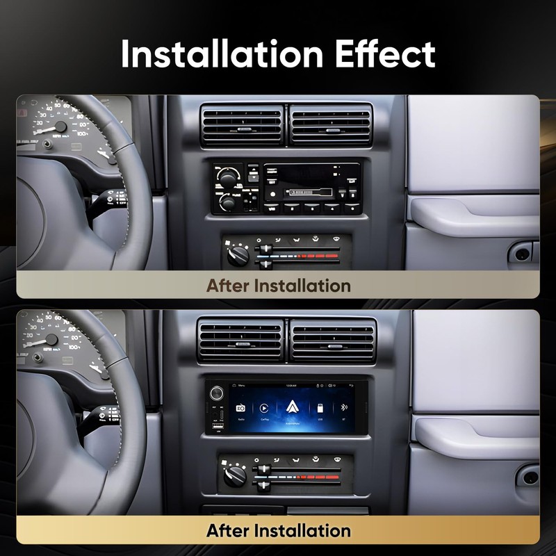 Single Din Car Stereo Linux System, 6.36 Inch CarPlay &