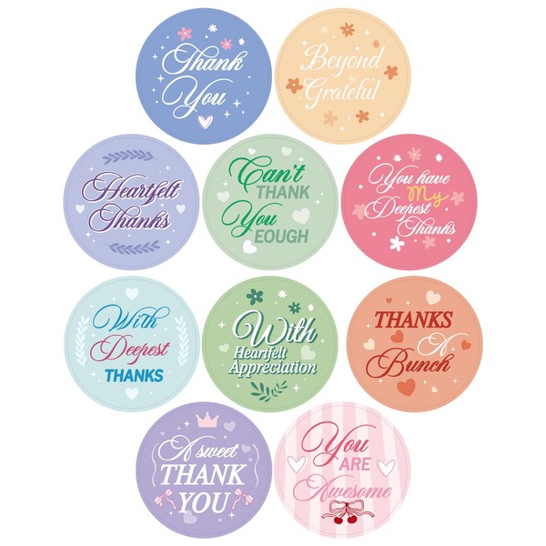 600Pcs Thank You Stickers,1.5 Inch Round Thanks Decals for Packaging