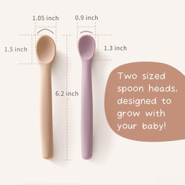 Moonkie Cuchara Bebe, 4 PCS Cucharas Silicona, Cucharas de Aprendizaje para Bebés,Cucharas Blandas para Primera Fase del Bebé, Suaves y Flexibles,Muy Adecuadas para Autoalimentación y Destete Guiado