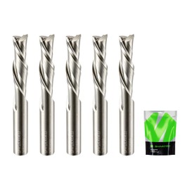 SHARPRO Downcut Spiral Router Bits 1/4 Inch Shank 1/4 Inch Cutting Dia. Solid Carbide Down Cut CNC Bits, Ideal for Wood Cutting, Slot Mortise, Engraving, Carving (5PCS)