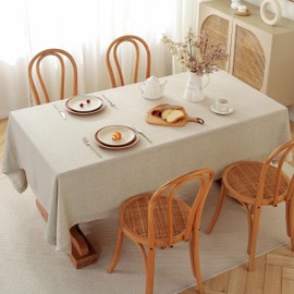 TRITON LINEN 100% Pure Linen Tablecloths 90x132Inches,Rectangle Table Cloth for Dining,Picnic,Weddings and Restaurants,Durable Stonewashed Tablecloths (Re-Natural Linen, Rectangle - 90 x 132 Inch)