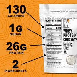 It's Just! - 100% Whey Protein Concentrate, Made in USA, rBGH/RBST Hormone Free, Premium WPC-80, No Added Flavors or Artificial Sweeteners (3 Pound, Unflavored)