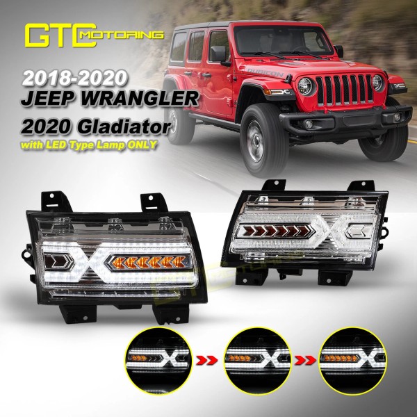 AUTOWIKI LED Turn Signal Lights For 18-24 Jeep Wrangler Gladiator