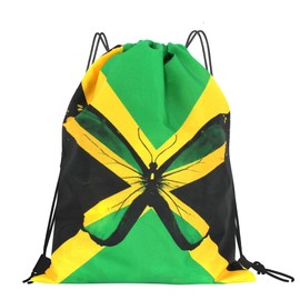 VOARYISA Man and Women Drawstring Backpack Waterproof Gym Sports Trave String Bag Cheer Bag Jamaican Afro Rasta Lion, 5pcs-butterfly, 16"x13", Travel Backpacks