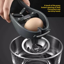 Egg Opener, Stainless Steel Egg Cracker Topper Handheld Automatic Quick Open Egg Cracker for Raw Egg, Eggshell Cutter Egg Separator Creative Kitchen Tool