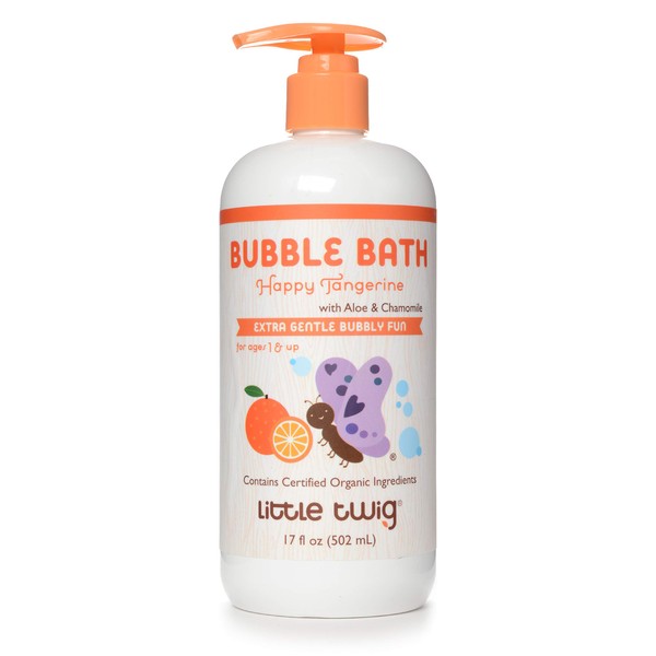 Little Twig Bubble Bath, Baby Bath Essential with Natural Plant Derived Formula, Vegan, Gluten-Free, Paraben-Free, Happy Tangerine Scent, 17 fl. oz.