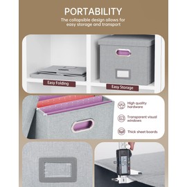 Oterri File Organizer, File Box, File Cabinet for Letter File Folder Storage, Hanging File Organizer for Office/Decor/Home,Document Organizer, 1 Pack,Gray-White-Box Only