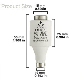 10 x R021 DII E27 Ceramic Fuse Inserts 16A 500V 50ka gG