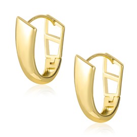 Small Gold Hoop Earrings for Women, ASH'S CHOICE 14K Goldplated Lightweight Chunky Wide Hoop Earring Gold Hollow Wide Flat Oval Earrings 925 Gold Small Cartilage Huggie Hoop Earrings for Women