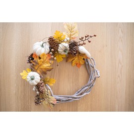 HEITMANN DECO - Wreath with Pumpkin and Maple - Beige - Autumn - Approx. 30 cm